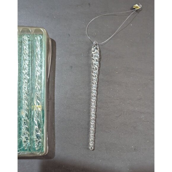 Living Quarters Clear Glass Icicle Ornaments Set Of 12 - Picture 3 of 5
